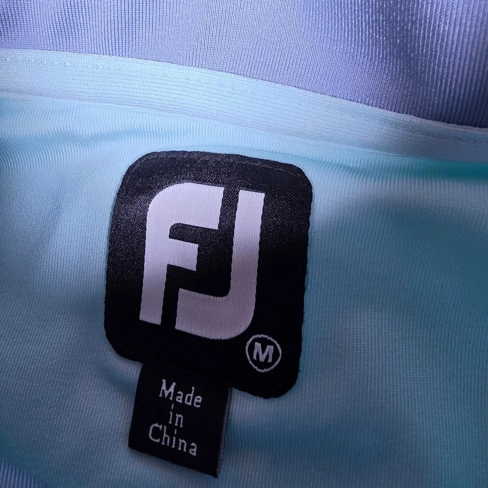 FootJoy 1/4 Zip Bulle Rock Mens M Light Blue Nylon Stretch L/S Pullover 28212